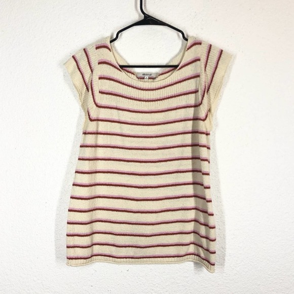 🍒BOGO🍒 Madewell Marin Sweater Tee in Stripe Retro Beige Pink - Picture 6 of 10
